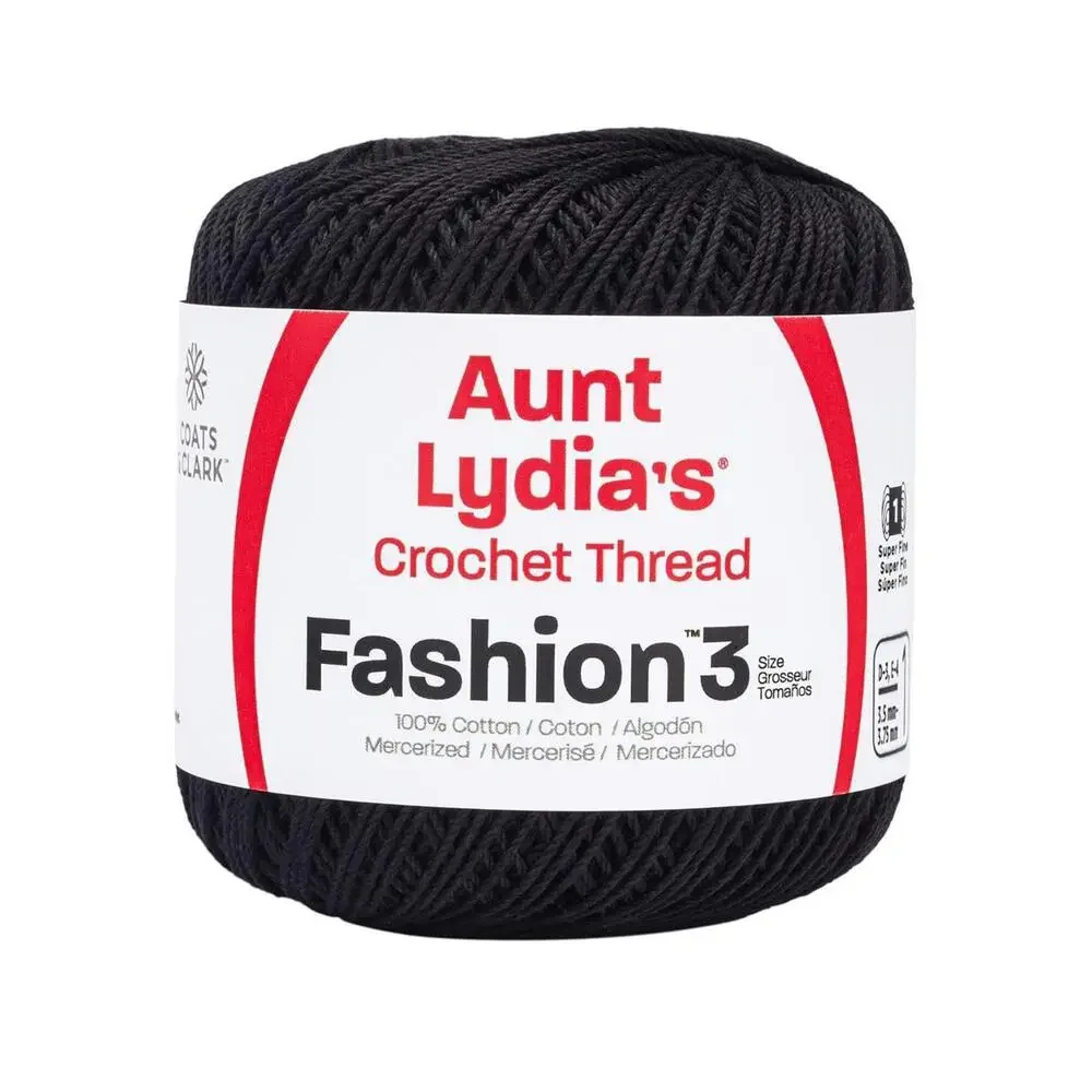 AUNT‎ LYDIA'S Coats Crochet Fashion Crochet Thread 3 Black New With Tags